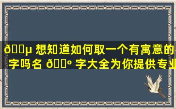 🐵 想知道如何取一个有寓意的名字吗名 🌺 字大全为你提供专业建议！
